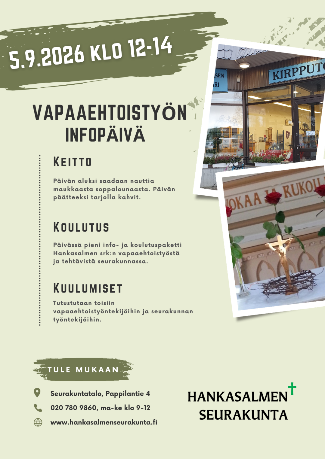 Vihreällä pohjalla vapaaehtoistyön päivän kuvaus