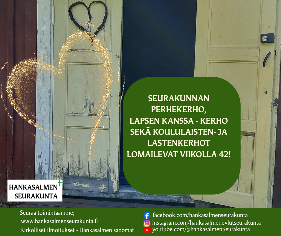 Seurakunnan kerhot lomailevat viikolla 42!