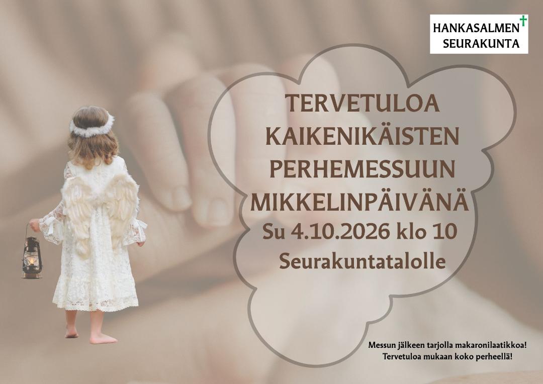 Perhemessu srk-talolla su 4.10.2026 klo 10.00 - Lämpimästi tervetuloa!